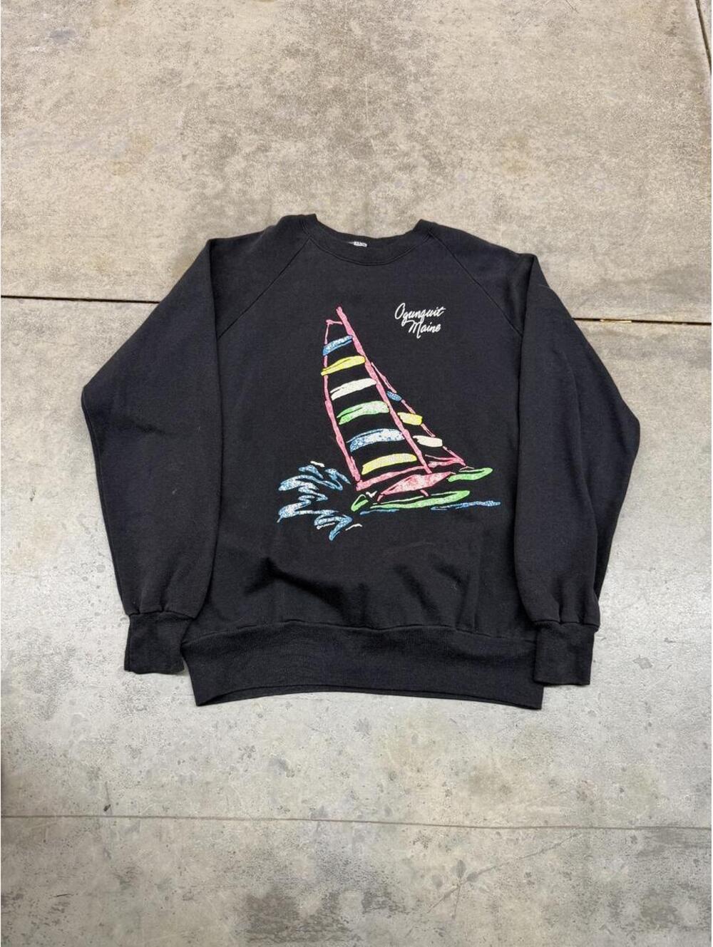 vintage ogunquit maine destination made in usa sail boat crewneck size large